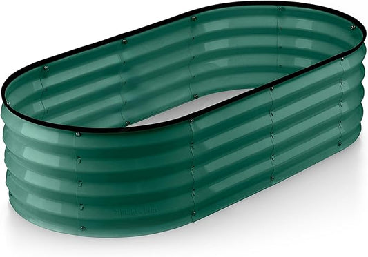 Plant & Plot Galvanized Raised Garden Beds Outdoor // 4×2×1 ft Planter Raised Beds for Gardening, Vegetables, Flowers // Large Metal Garden Box (Dark Green) // Patented Tool-Free Design