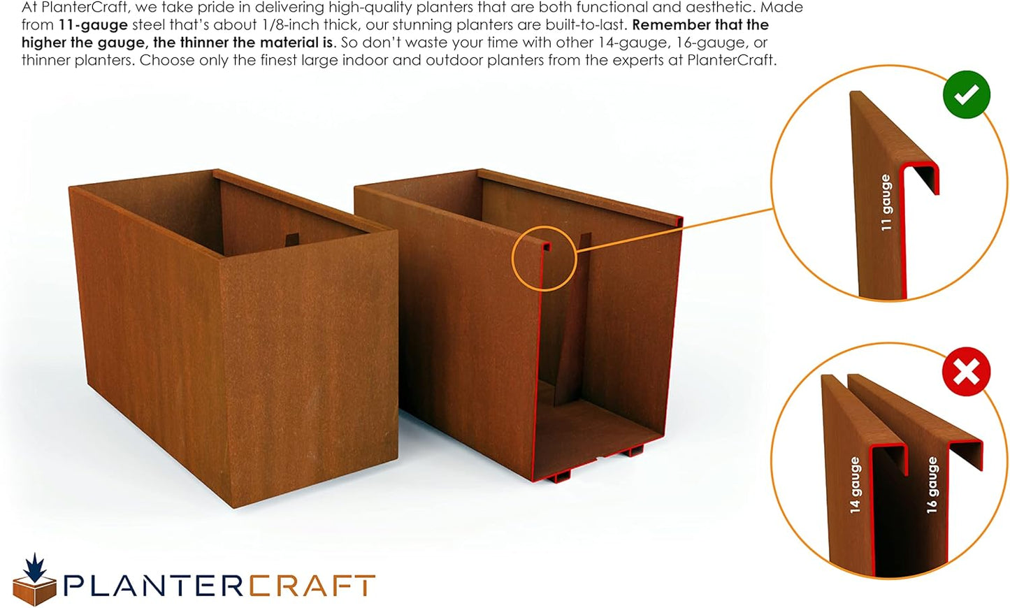 Extra Large Corten Steel Planter 84x24x24 Inch - Large Rectangular Planters for Outdoor Plants, Metal Raised Garden Bed and Patio Divider