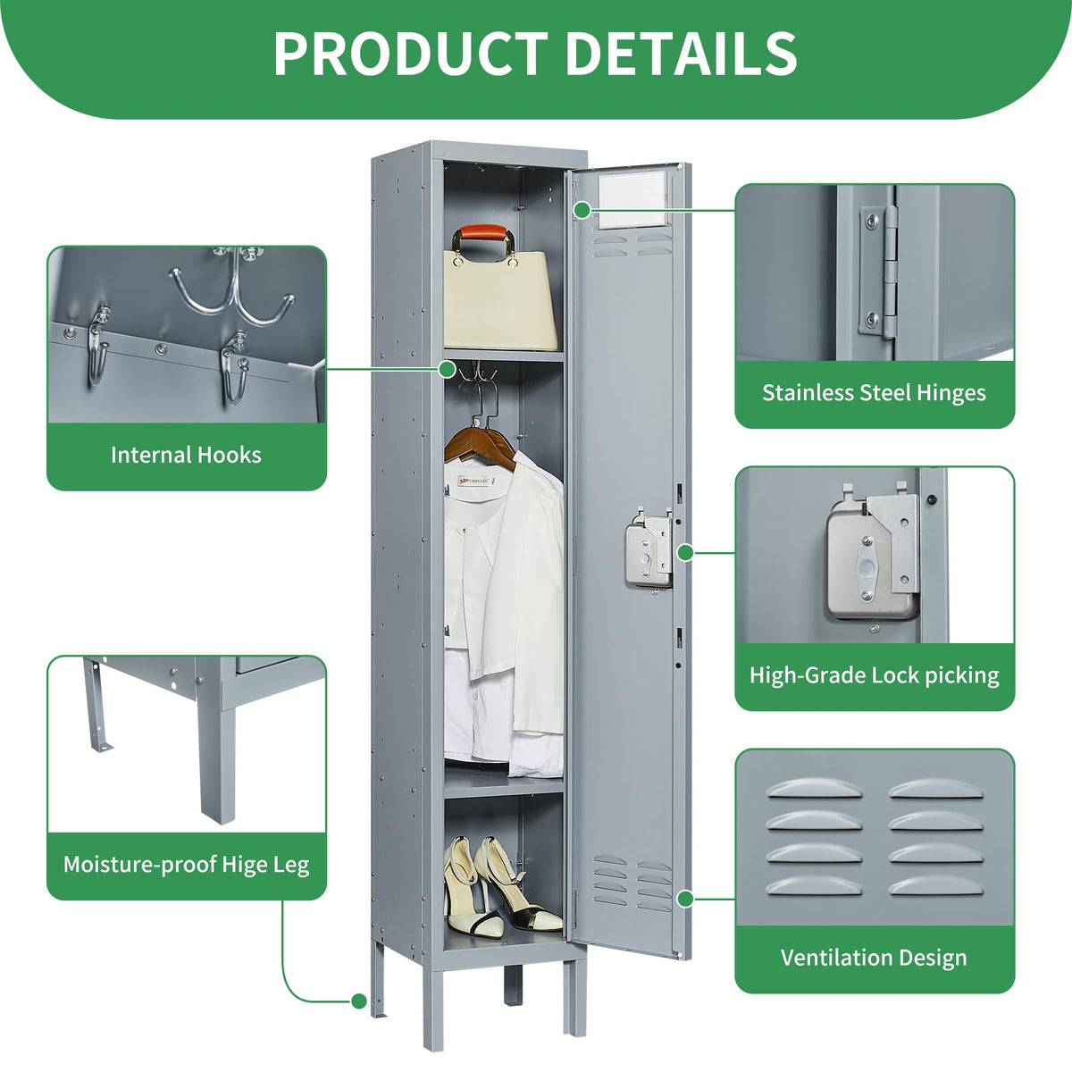 Metal Lockers for Employees (Black / 1 door)