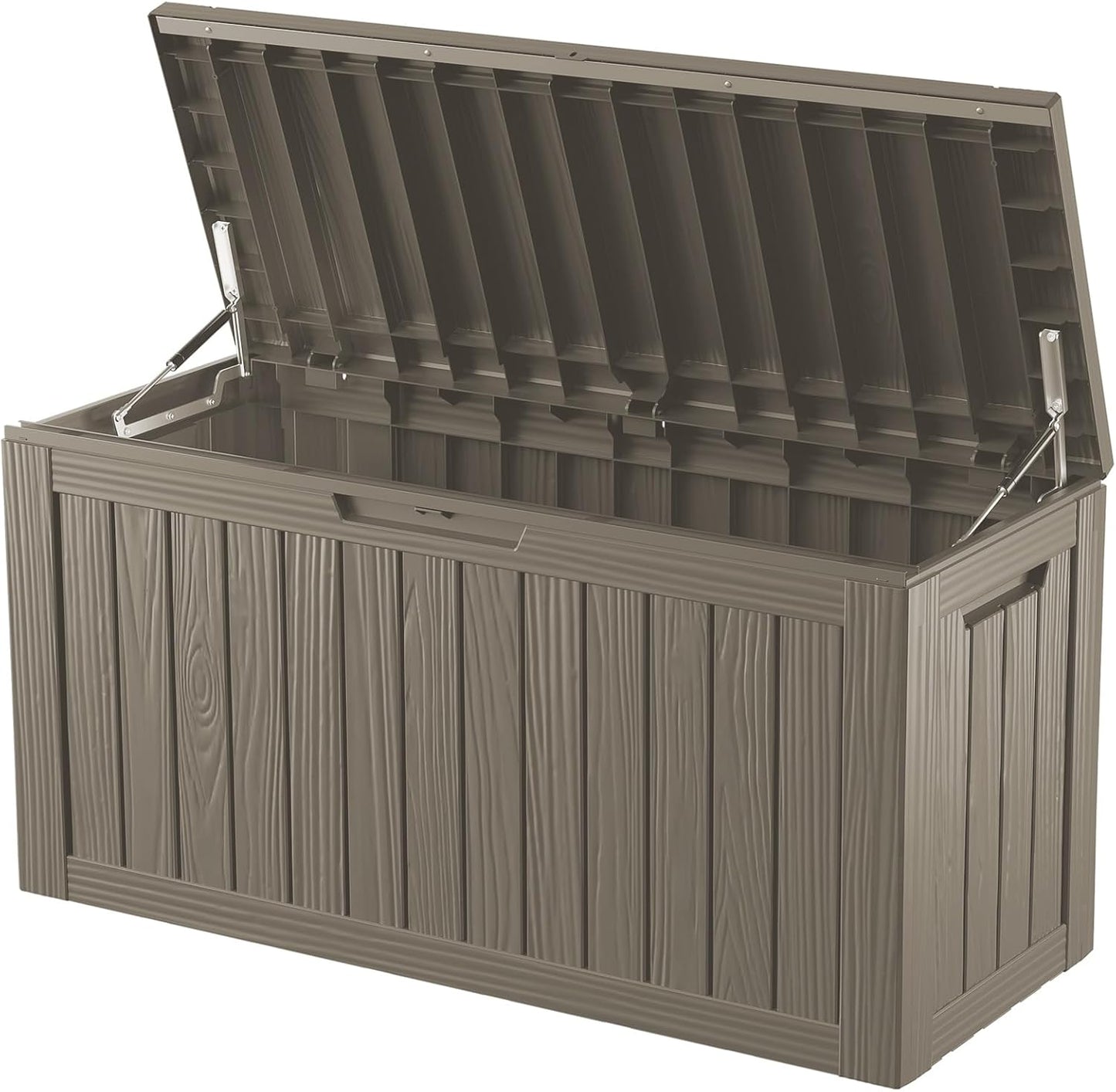 80 Gallon Deck Box, Resin Outdoor Indoor Waterproof Storage Box, Lockable Storage Box With Handle for Patio Furniture - Garden Tools - Swimming Pool Tools UV-Resistant, Brown