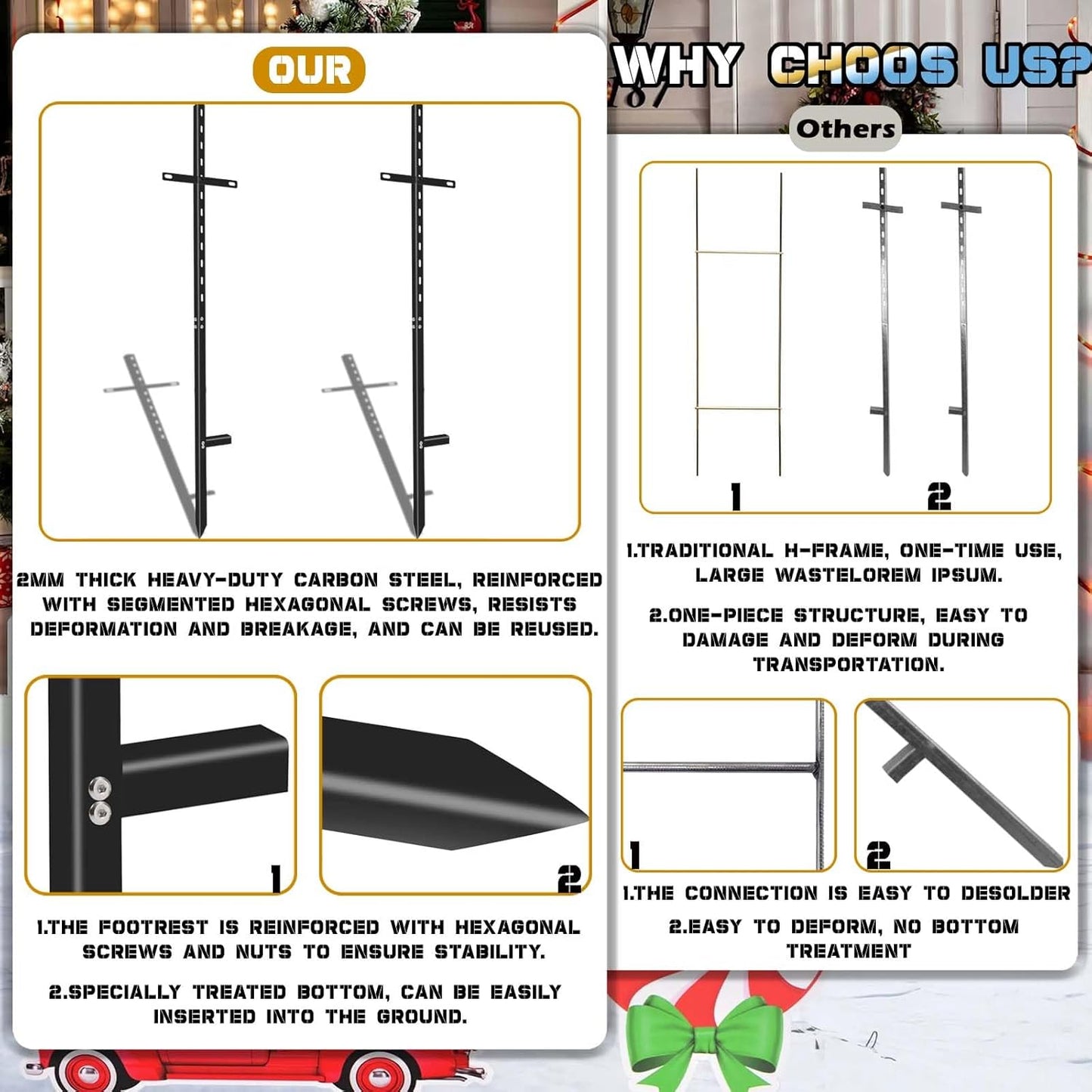 10 Pcs 46 inchens T-Bar Yard Sign Stakes Heavy Duty Metal Stake Yard Sign Holder/Steel Powder Coated Sign Posts for Outside/2mm Thickness Rust-Proof Outdoor Sign Holder for Outdoor Lawn Yard (10)