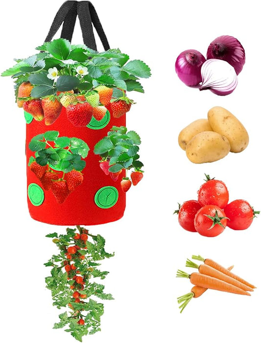 Miewslan 5 Gallons Hanging Planting Grow Bags, Garden Upside Down Planter Strawberry Tomato Potato Grow Bag Vegetable Planting Bag with Holes