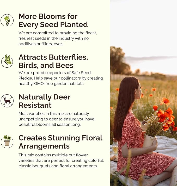 Eden Brothers Oregon Wildflower Mixed Seeds for Planting, 1 oz, 30,000+ Seeds with Bluebell, Cornflower | Attracts Pollinators, Plant in Spring or Fall, Zones