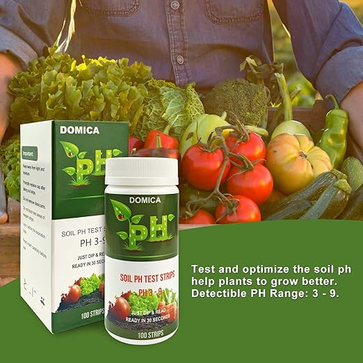 100 Soil pH Test Strips (pH 3-9) Soil Testing Paper, Mud pH Tester for Garden Lawn Grass Flower Vegetable Compost Indoor and Outdoor Plants