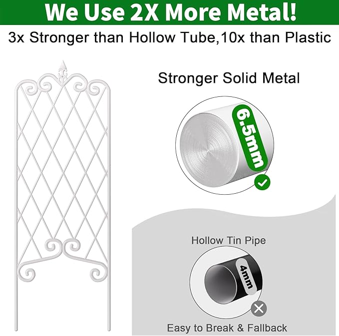 AMAGABELI GARDEN & HOME 2 Pack 47” x 16” Garden Trellis for Climbing Plants Outdoor White Trellis for Climbing Roses Vines Vegetables Metal Trellis for Ivy Cucumbers