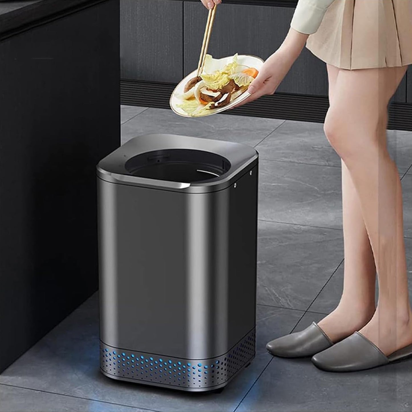 Smart Waste Kitchen Composter,Kitchen Compost Bin,Electric Composter with Single Button Design, Auto Food Cycler with 2.5L Drying Filter,for Apartment Kitchen Countertop,220V