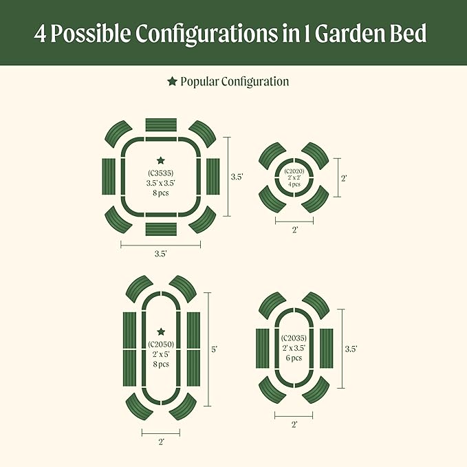 Vego garden Raised Garden Bed Kit, 17" Tall 4 in 1 Modular Metal Raised Garden Beds Kit, Metal Planter Box for Vegetables, Flowers, Herbs, Olive Green