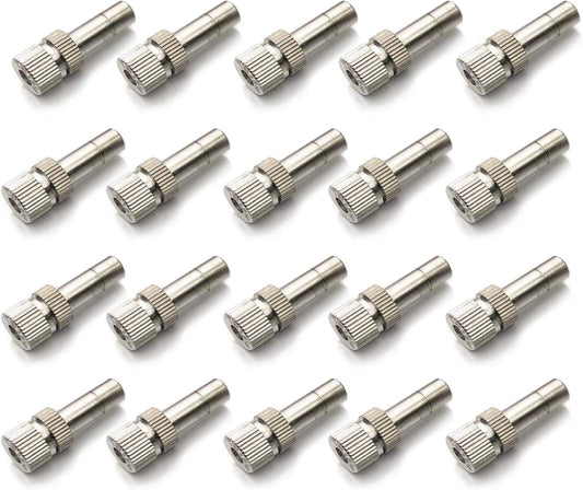20pcs Brass Mister Nozzles, 6mm Misting Nozzles for Outdoor Cooling System, Landscaping, Air Humidification, Greenhouse Irrigation (without Filter, 0.006"/0.15mm Orifice)