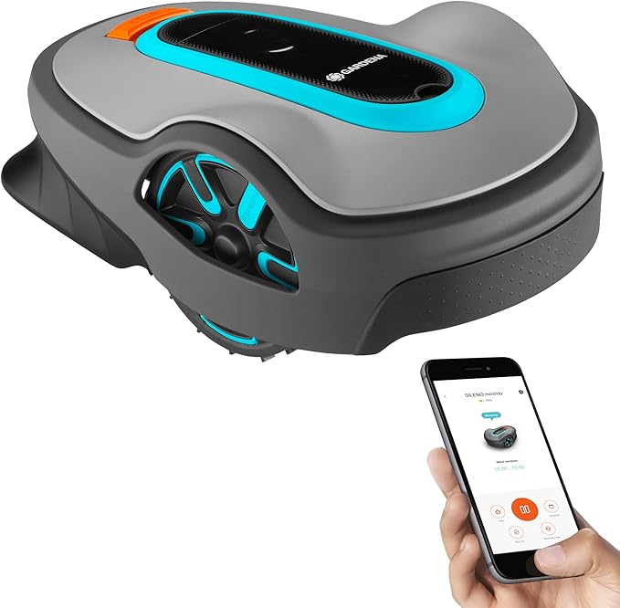 GARDENA 15101-41 SILENO Life - Automatic Robotic Lawn Mower, with Bluetooth app and Boundary Wire, one of The quietest in its Class, for lawns up to 8100 Sq Ft, Made in Europe, Grey