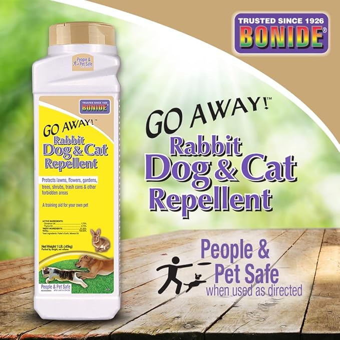 Bonide Go Away! Rabbit, Dog, & Cat Repellent Granules, 1 lb Ready-to-Use, Keep Dogs Off Lawn, Garden, Mulch & Flower Beds (Pack of 2)