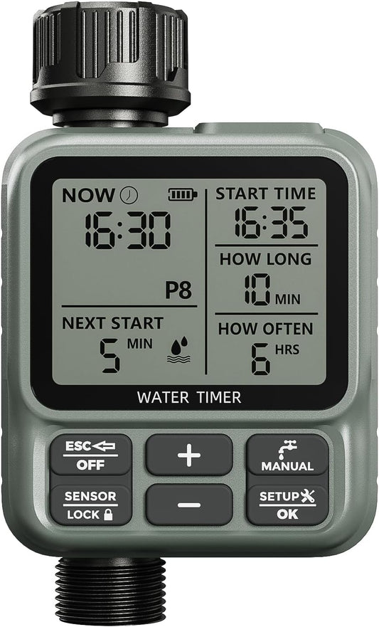 Water Timer for Garden Hose- Large LCD Display Irrigation Timer | Programmable Automatic Watering System for Gardens, Lawns Automatic Irrigation System
