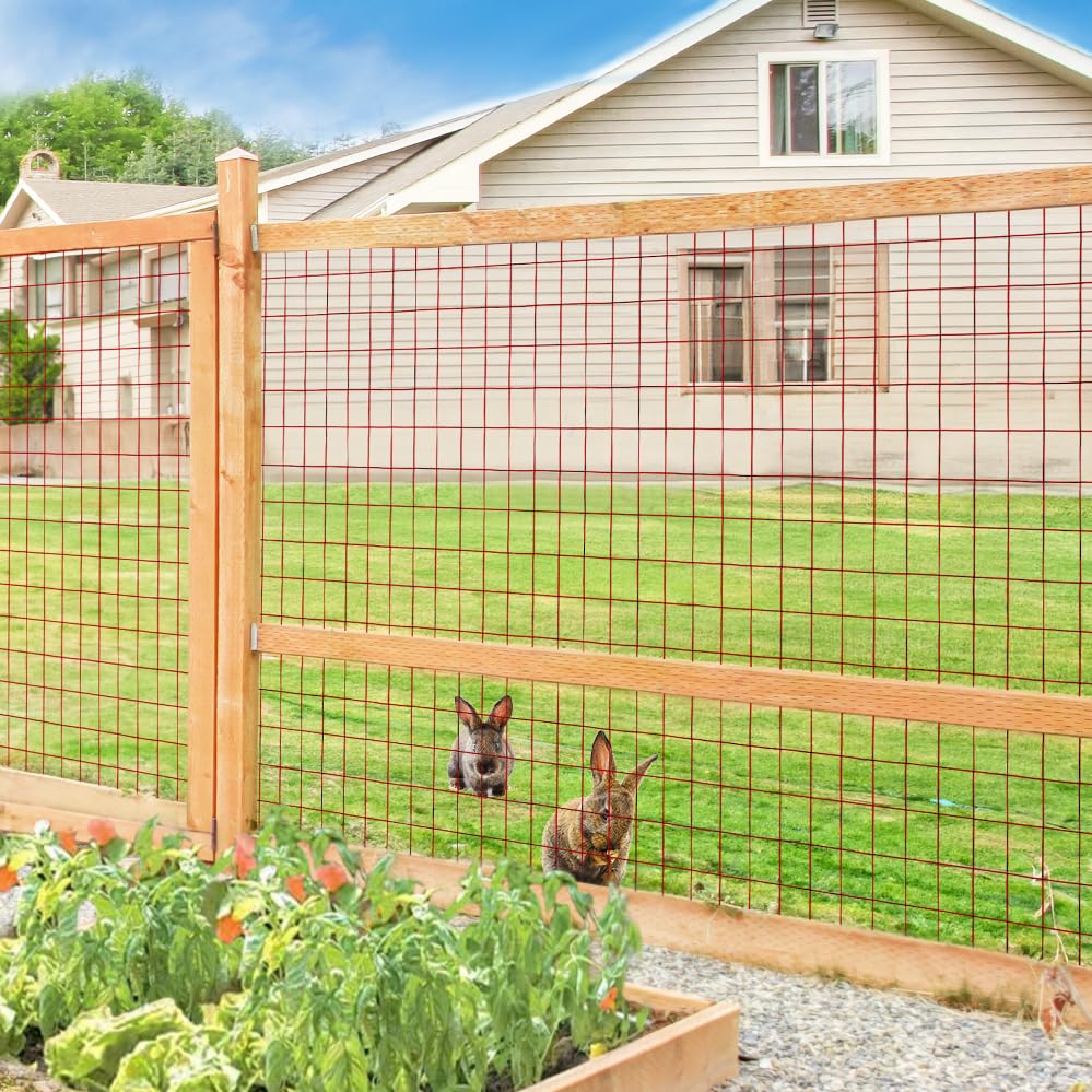 Red PVC Coated Welded Wire Fence 48" x 50' Roll (Red / 2''x3'' 16GA 48''x50')
