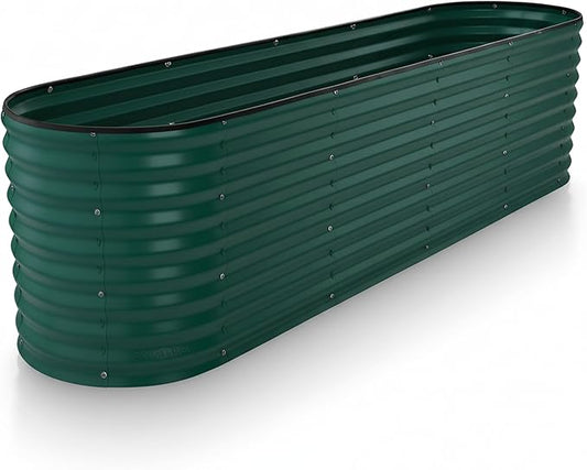 Plant & Plot Galvanized Raised Garden Beds Outdoor // 8×2×2 ft Planter Raised Beds for Gardening, Vegetables, Flowers // Large Metal Garden Box (Dark Green) // Patented Tool-Free Design