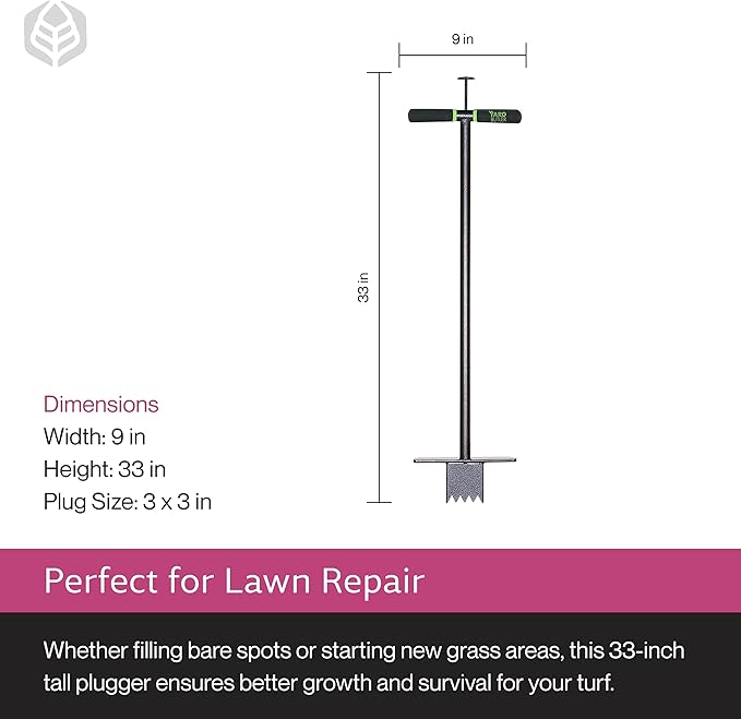 Yard Butler Sod Plugger - DIY Lawn Repair Tool - Stand Up Sod Plugger with Long Handle - Versatile Foot Bar - Easy Plug Ejection - Rust Resistant Sod Plugger - Powder Coated Steel Tool