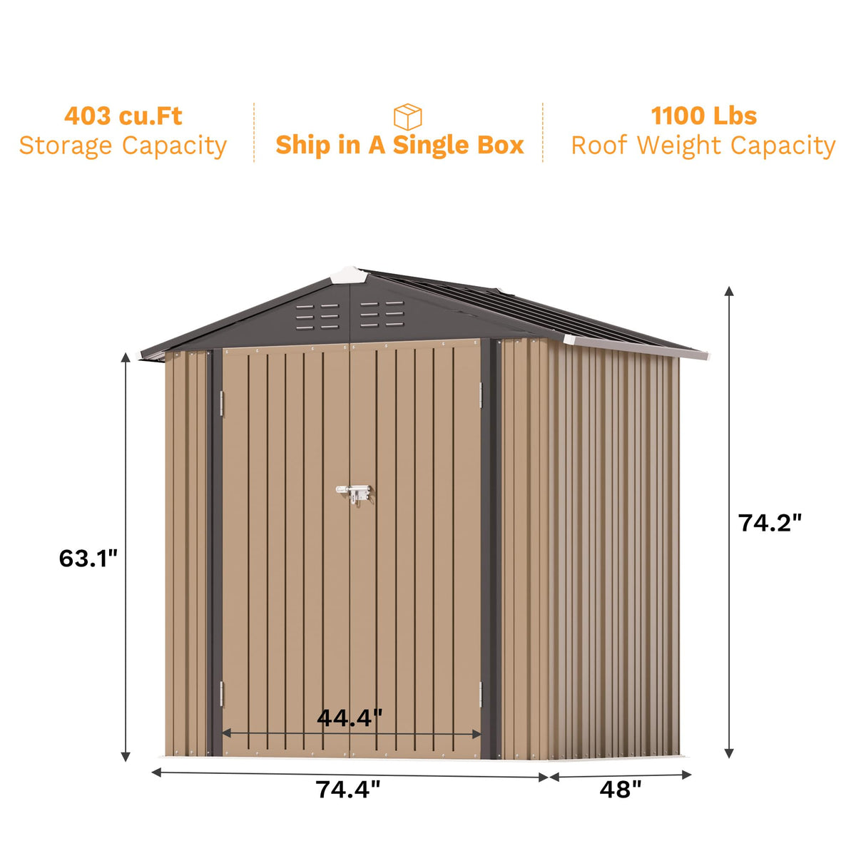6x4FT Outdoor Storage Shed (6x4 / Brown)