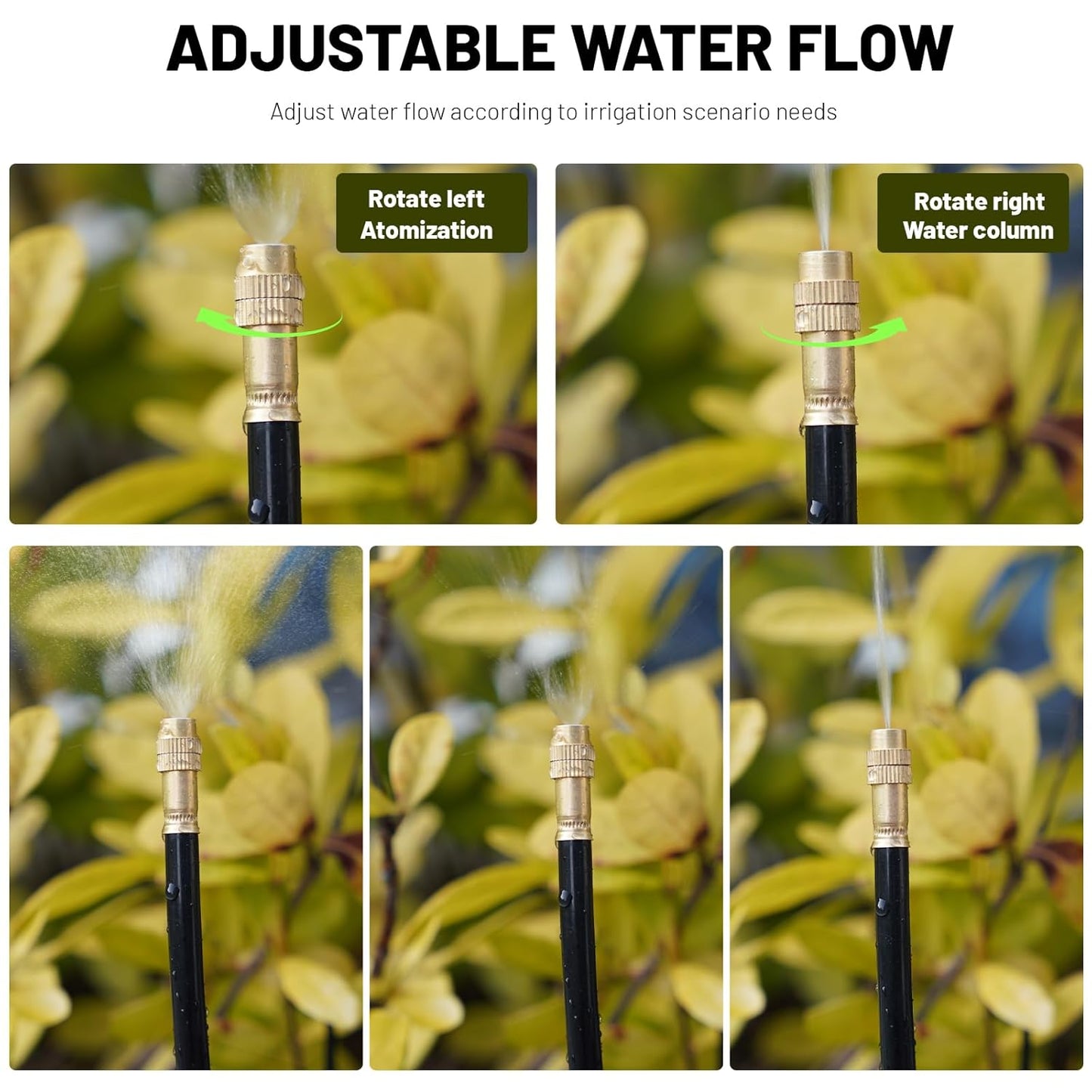 360° Adjustable Drip Irrigation System - 100FT Garden Watering System with 32 Nozzles, Garden Irrigation System, Greenhouse Accessories, Atomizing System for Yard, Lawn, Plants, 5/16 inch Hose