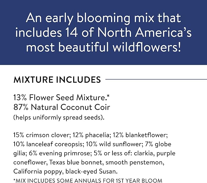 Burpee Wildflower Seeds American Wild | 25,000 Bulk Seeds, Multi, 1 Bag | 13 Varieties of Non-GMO Flower Seeds| Covers 1,000 Sq. Ft.