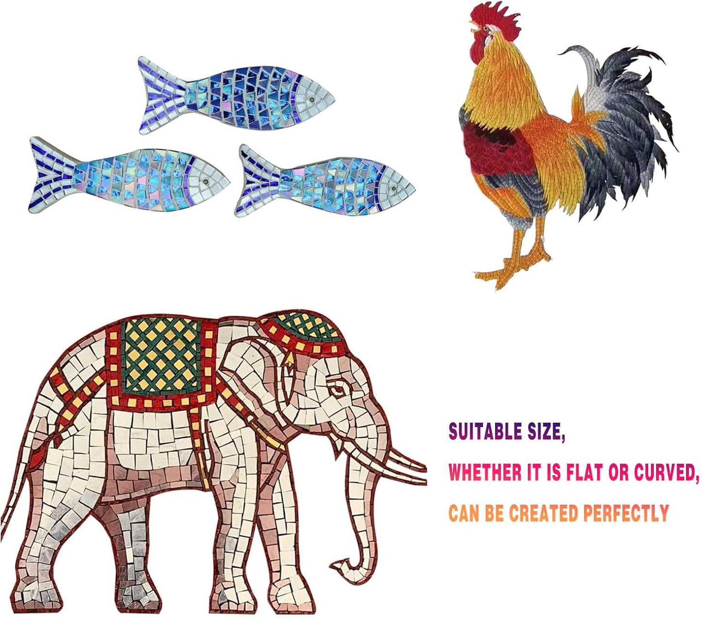 SMEIINIK 1.1lb/500g Square Mosaic Tiles Bulk,Glass Tiles for Art Mosaic Projects, Iridescent Stained Glass Pieces for Mosaic Works (AJ28-35)