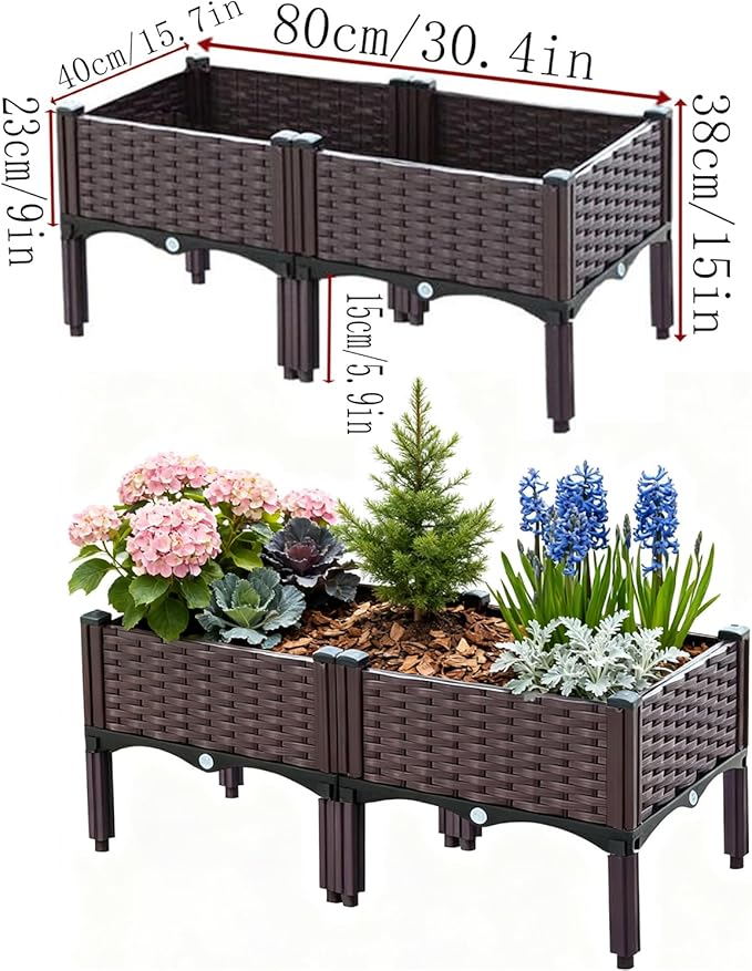 zeng Raised Garden Bed Planter, Elevated Planter Box, Vegetable Garden for Backyard, Patio, Balcony