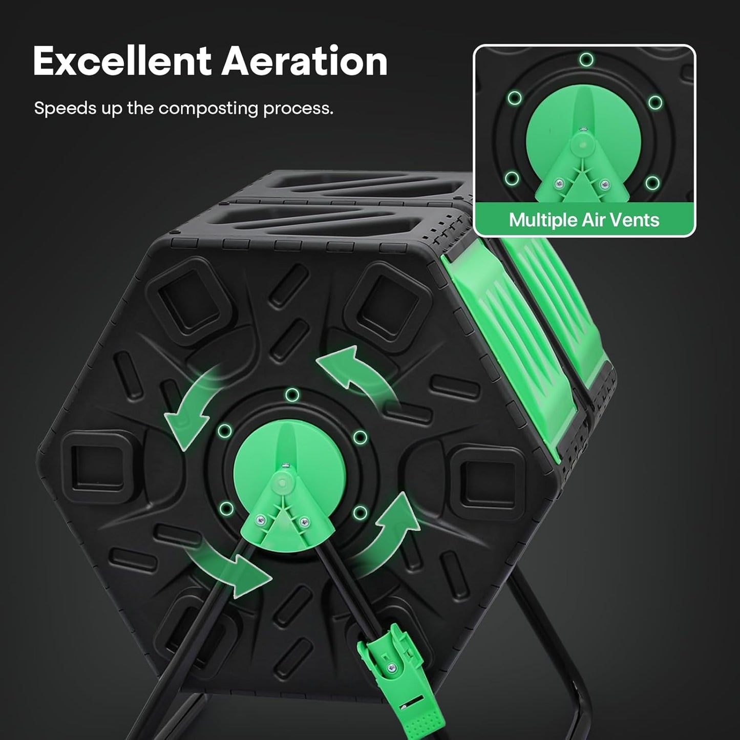 Athena Collection Chamber Compost Tumbler, 34 Gallon Outdoor Composter with Easy Assembly, Tumbling Compost Bin in PP Material for Garden, Yard & Kitchen Waste, Includes Gloves