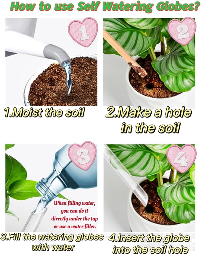 Plant Watering Globes,12PCS Plastic Self Watering Bulbs, Watering Bulbs for Indoor/Outdoor Plants,Automatic Watering System for Potted Plants.4 Colors(Clear&Lake Blue&Blue&Green)