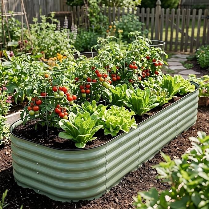 Modular Raised Garden Bed Kit 8×2×1.5FT, Magnesium-Aluminum-Zinc Steel, Rust-Proof & Tool-Free Assembly for Vegetables Herbs Flowers, Patio Backyard Urban Gardening(Light Green)