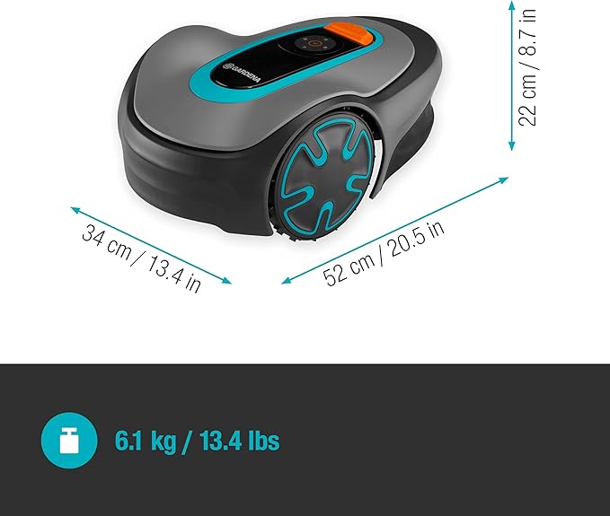 GARDENA 15202-20 SILENO Minimo - Automatic Robotic Lawn Mower, with Bluetooth app and Boundary Wire, one of The quietest in its Class, for lawns up to 5400 Sq Ft, Made in Europe, Grey