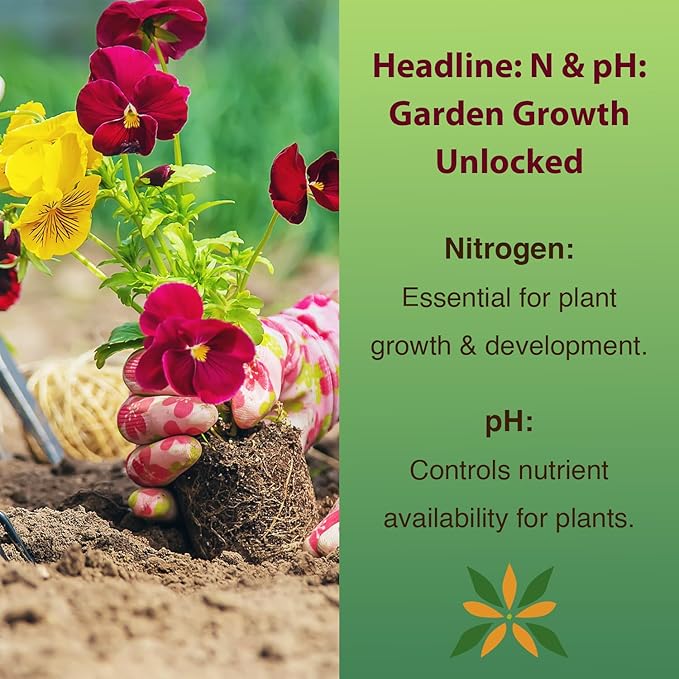 PH and Nitrogen Soil Test Kit with Test Tube - 100 Test Included - Professional Testing Kit for Home Garden Lawn Yard Grass