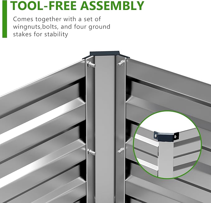 2PCS 8x4x1ft Galvanized Raised Garden Bed Kit, Galvanized Planter Raised Garden Boxes Outdoor, Large Metal Raised Garden Beds for Vegetables,Silver