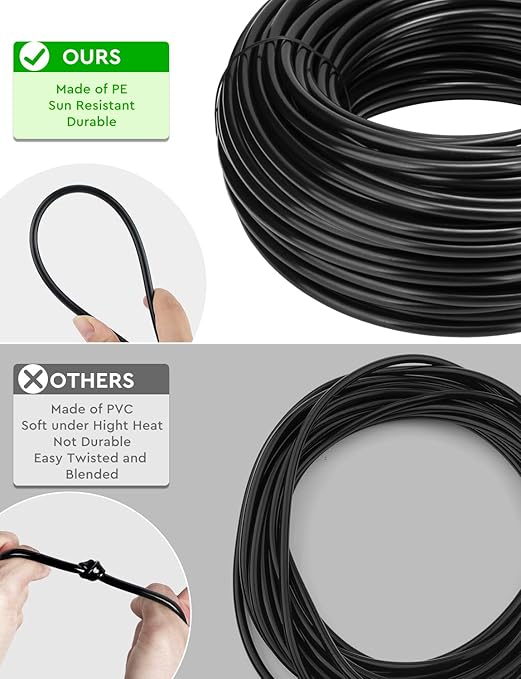 250FT Drip Irrigation System for Garden - 50FT 1/2" Main Tube & 200FT 1/4" Branch Tubing, Brass Splitter, Quick Connect Design, Perfect for Outdoor Plants, Raised Beds, Greenhouses