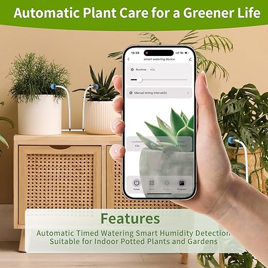 Automatic Drip Irrigation System with Timer, for 20 Potted Plants, Indoor Outdoor Watering Kit for Garden, Raised Beds & Greenhouse/Works with Alexa
