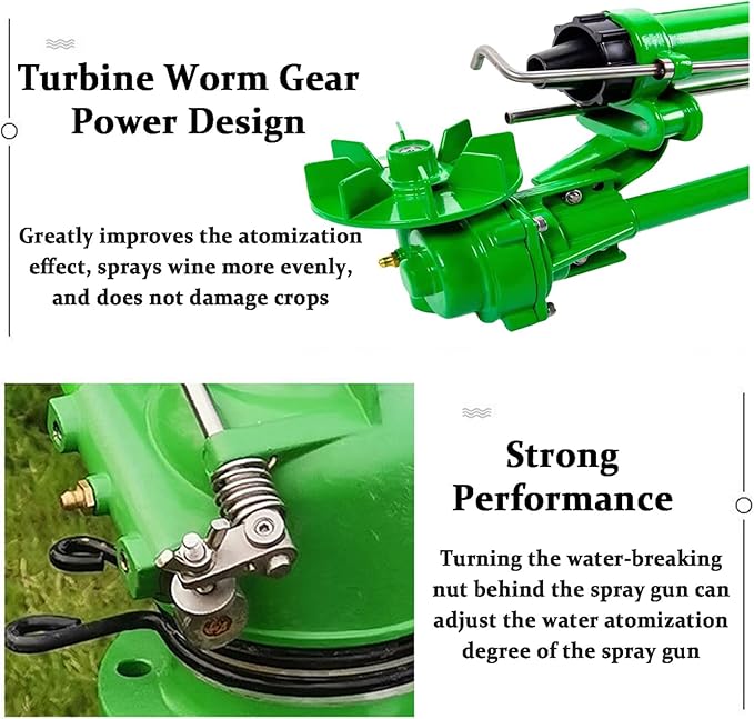 Farm Irrigation Sprinkler, Adjustable Watering Spray, 360° Large Area Watering Spray, Irrigation Watering Sprinkler for Farms Orchards Tea Gardens Forestry Lawn