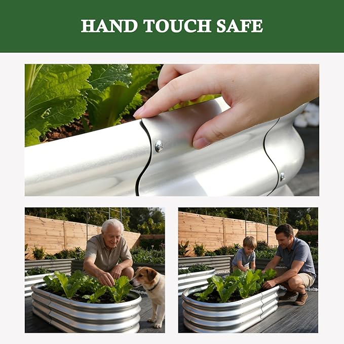 4x2x1ft Galvanized Raised Garden Bed Outdoor, 12-Pack 12" Tall Metal Raised Beds for Gardening, Planter Boxes for Plants Vegetables, Flowers, Herbs, Tomato, Bottomless Elevated Garden Beds Kit, Silver