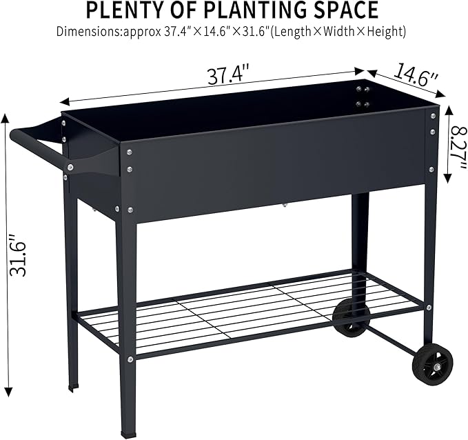 Elevate 32" Tall Raised Garden Bed with Wheel,Planter Box for Backyard,Outdoor Garden, Patio, Balcony, 400lb Capacity,Grey