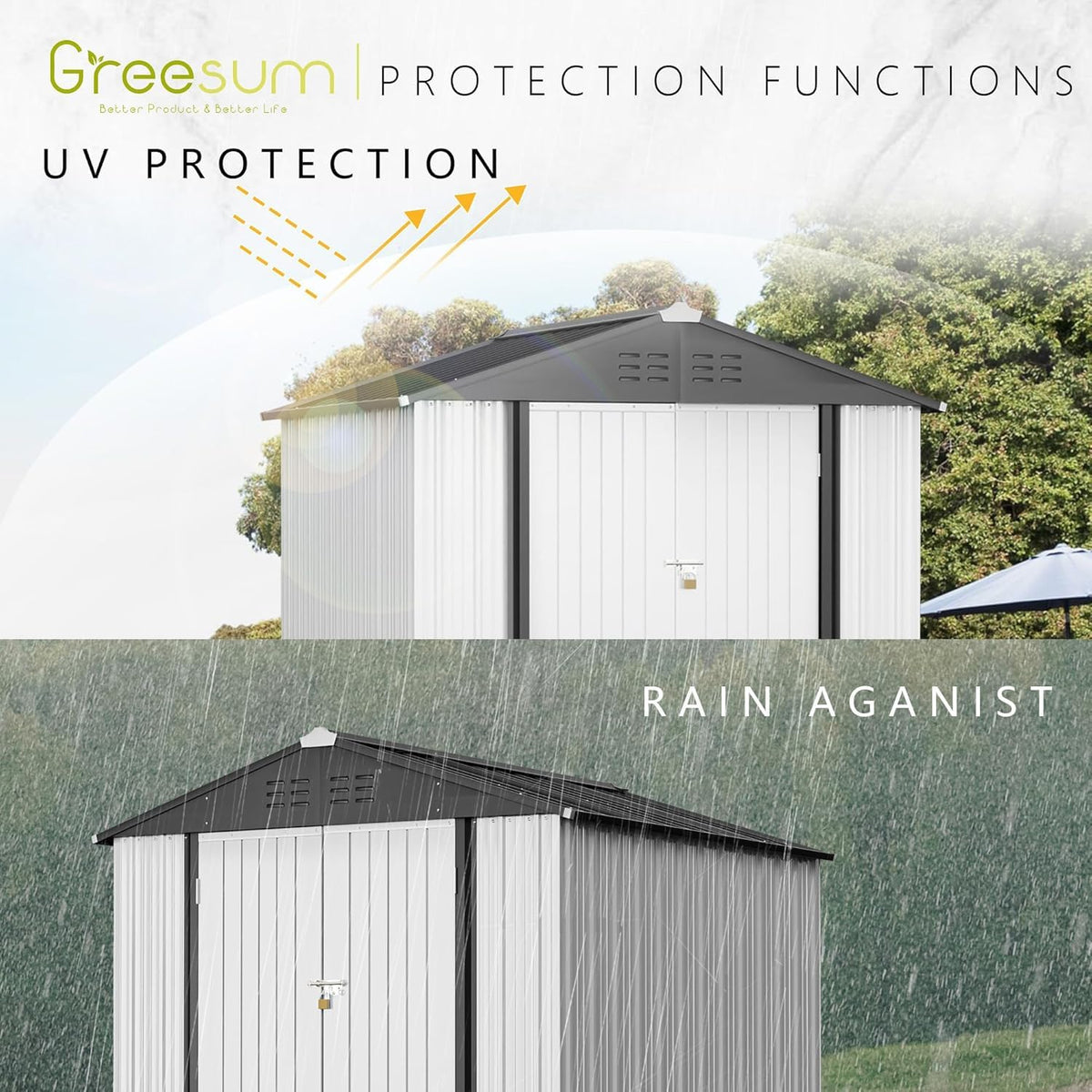 6x4FT Outdoor Storage Shed (6x4 / White)