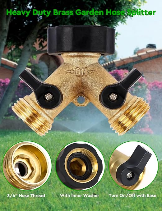 250FT Drip Irrigation System for Garden - 50FT 1/2" Main Tube & 200FT 1/4" Branch Tubing, Brass Splitter, Quick Connect Design, Perfect for Outdoor Plants, Raised Beds, Greenhouses