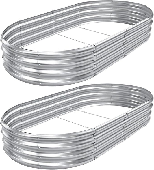 AHEONLAR 2pack 6×3×1ft Raised Garden Bed，Outdoor Galvanized Planter Boxes, Oval Large Metal Raised Garden Beds for Vegetables
