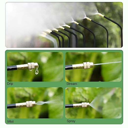 A ANLEOLIFE 82.4FT Automatic Drip Irrigation Kit with Water Timer, 8 Programs & LCD, Quick-Connect System, 1/2" Mainline + 1/4" Tubing, 360° Bendable Nozzles for Raised Beds, Garden & Greenhouse