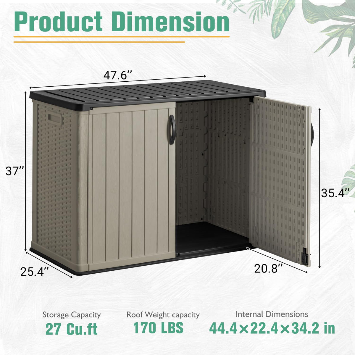 26 CuFt Outdoor Storage Cabinet with Lockable Doors (26 CUFT / Classic / Beige)