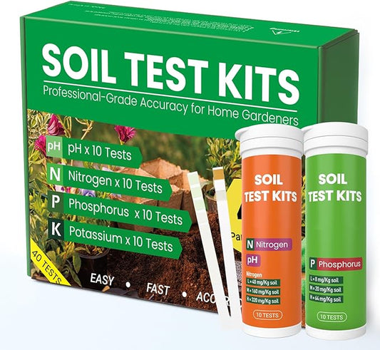 2026 NEW Soil Test Kit 4-in-1 for Lawns & Gardens – 40 Tests (pH, Nitrogen, Phosphorus, Potassium) – Easy Soil Testing Kit for Vegetable Garden, Lawn & Plants
