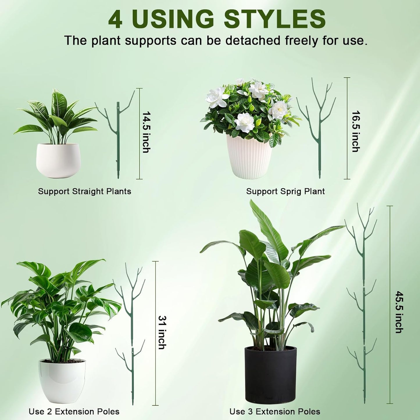 10 Pack Stackable Plant Support Stakes, Climbing Plant Support Structures for Monstera, Pothos, Philodendron Garden Plant Stakes for Indoor Outdoor Plants
