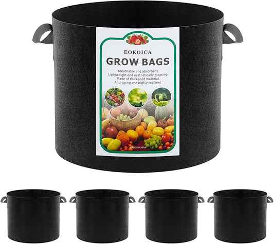 5-Pack 5 Gallon Grow Bags, Thickened Aeration Fabric Pots with Handles, Heavy Duty Plant Bags for Vegetables, Tomatoes, Potatoes, Fruits & Flowers, Reusable Garden Pots for Plants