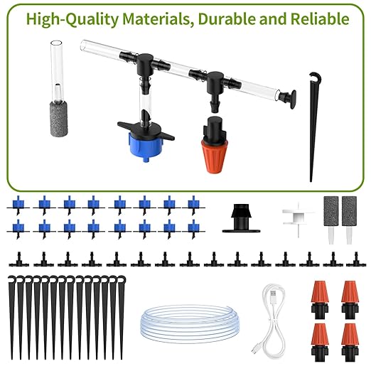 Automatic Drip Irrigation System with Timer, for 20 Potted Plants, Indoor Outdoor Watering Kit for Garden, Raised Beds & Greenhouse/Works with Alexa