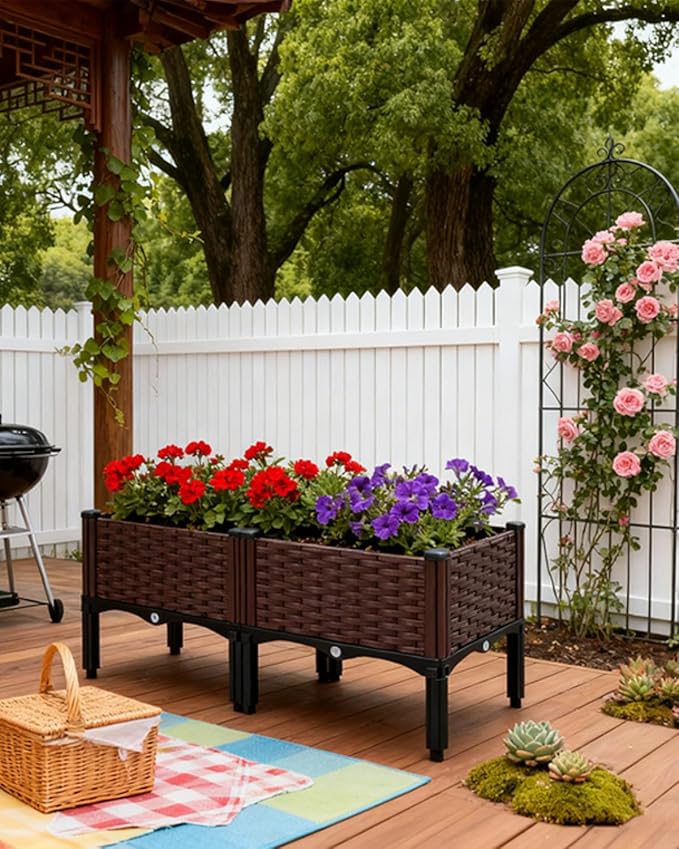zeng Raised Garden Bed Planter, Elevated Planter Box, Vegetable Garden for Backyard, Patio, Balcony