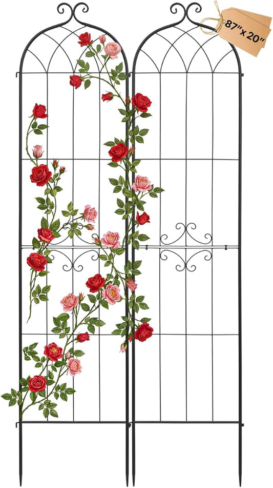 VEVOR Garden Trellis, 87 x 20 inch Rose Trellis, 2 Packs Garden Flower Rose Trellises with Powder-Coated Finish & Convenient Locking Design, Plant Support Trellises for Flowers, Vegetables, Roses