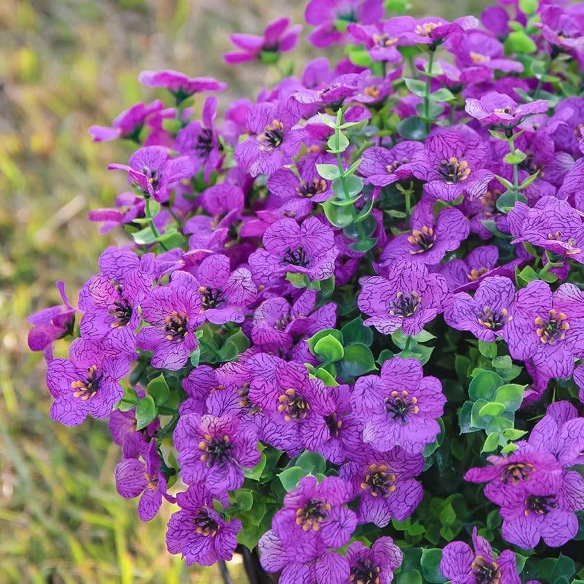 Artificial Flowers for Outdoor Indoor Garden Home Decoration (Purple)