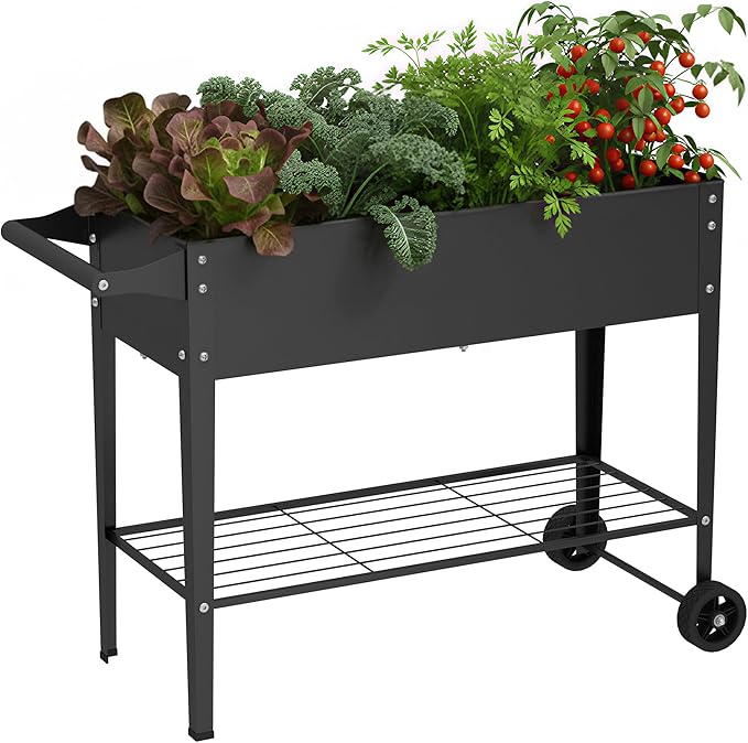 Elevate 32" Tall Raised Garden Bed with Wheel,Planter Box for Backyard,Outdoor Garden, Patio, Balcony, 400lb Capacity,Black