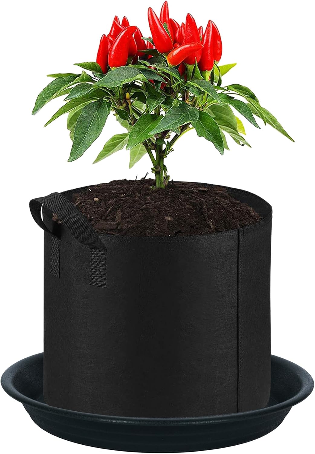 Plant Saucer Pot Tray 8 inch, 2 Packs Plastic Flower Planter Saucers and Drip Trays for Indoors Outdoors, Heavy Durable Plant Plate Water Catcher (Black)