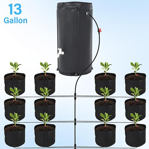 Self Watering System Kits for Plants, with 13 Gallon Bucket and 25W Water Pump, Automatic Watering System for Indoor and Outdoor for Grow Tent, Greenhouse, Lawn