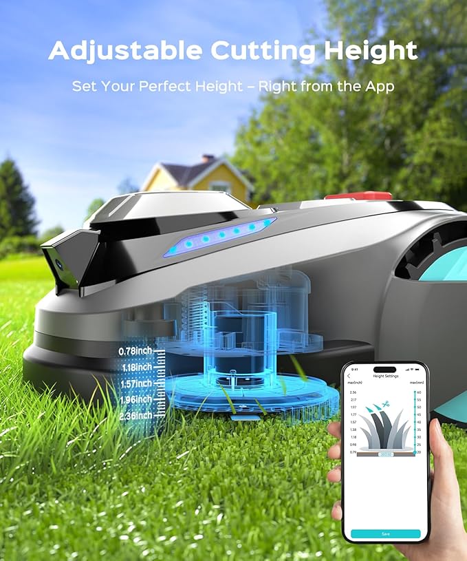 N1600 PRO Wireless Robot Lawn Mower, RTK+Vision Navigation, 0.4 Acre Coverage, APP Smart Control, Multi-Zone Mowing, Ordered Cutting Path, Smart Robot Lawn Mower for Yards